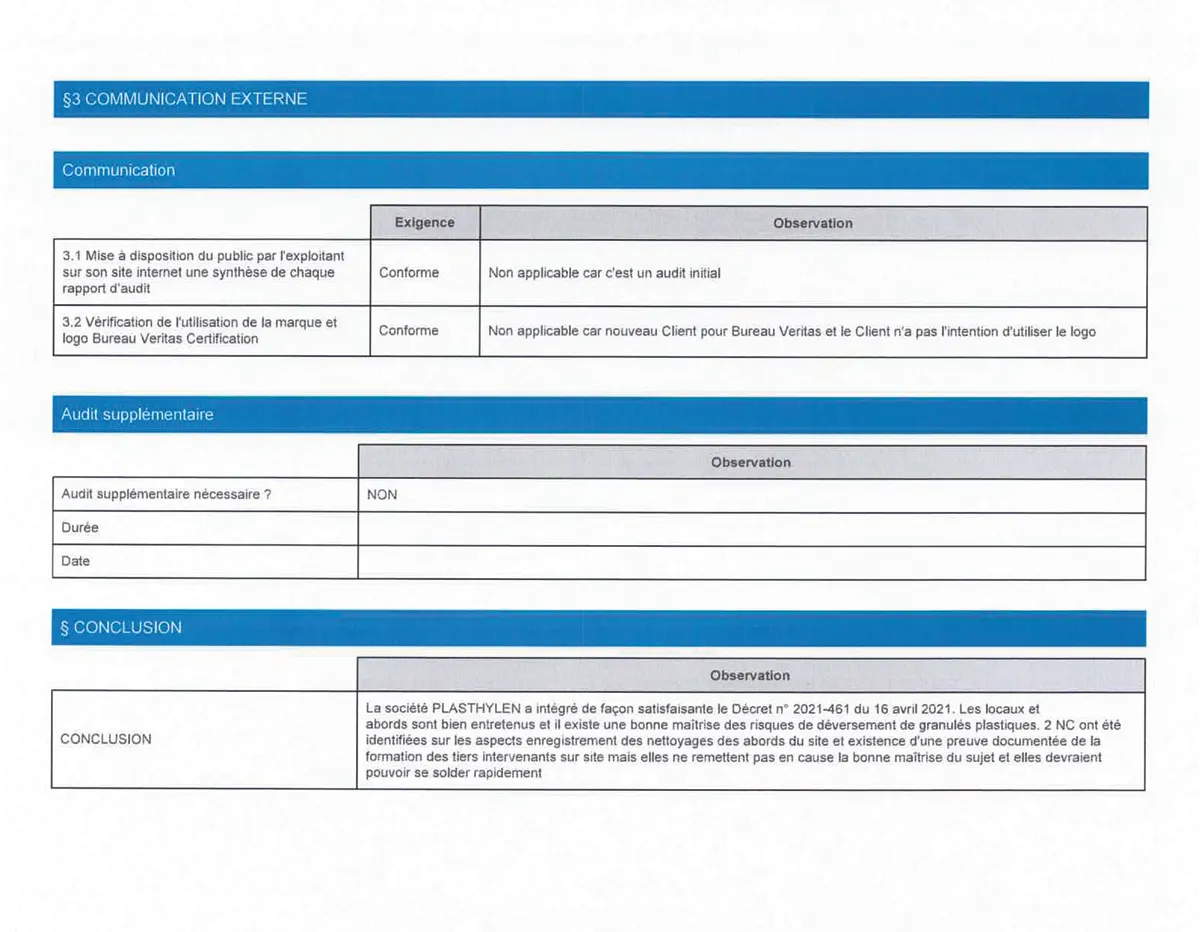 Veritas certif granulés décret 2021-4